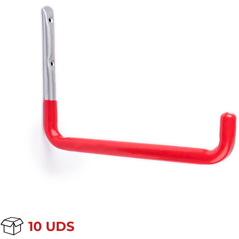 

REI - Gancho Multiusos Antideslizante para Colgar en Pared con 1 Gancho | Fabricado en Acero | Acabado en Rojo | Gran Capacidad de Carga | Medidas