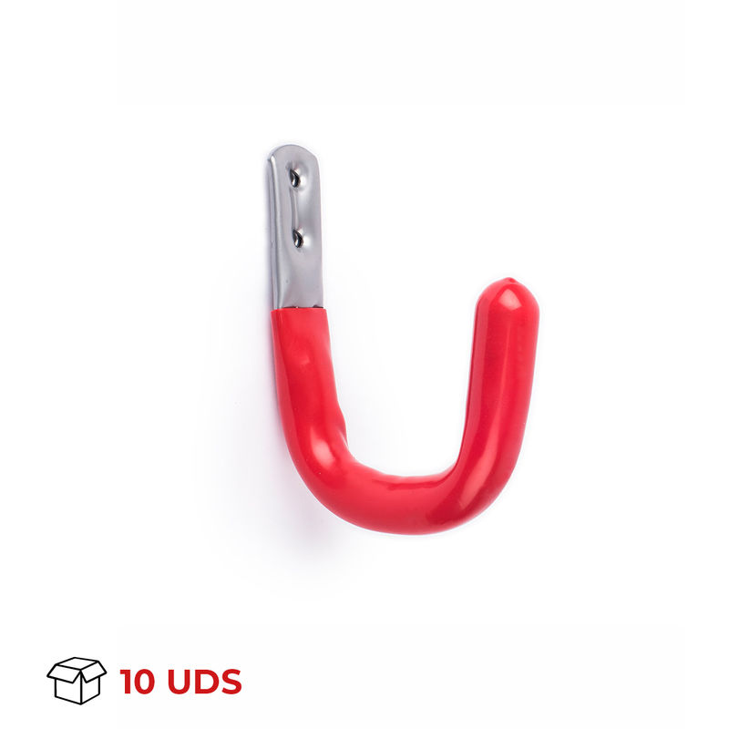 

REI - Gancho Multiusos Antideslizante para Colgar en Pared con 1 Gancho | Fabricado en Acero | Acabado en Rojo | Gran Capacidad de Carga | Medidas