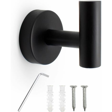 Gancho para abrigos, gancho para toallas de baño, gancho de pared de acero inoxidable negro mate para colgar artículos pesados en el baño, la cocina, el dormitorio