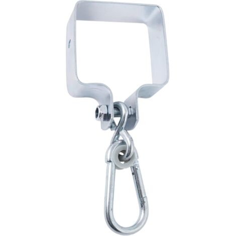 Gancho para columpio - Con puño y mosquetón - 90 x 90 mm - Carga máxima: 200 kg - 1 pieza - Galvanizado/Gancho para andamio/Gancho para columpio de aire/Gautsche/Sombrero/