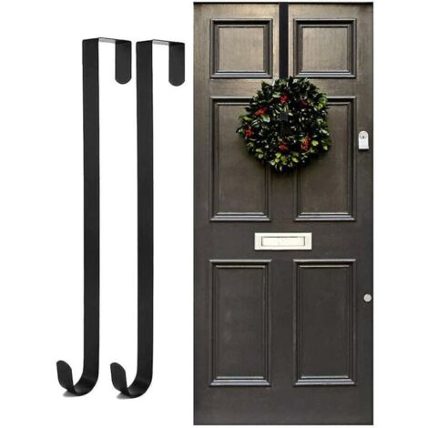Gancho para puerta de Navidad, 2 soportes metálicos para coronas, gancho para coronas de Navidad, gancho para puerta de entrada, soporte para coronas navideñas.