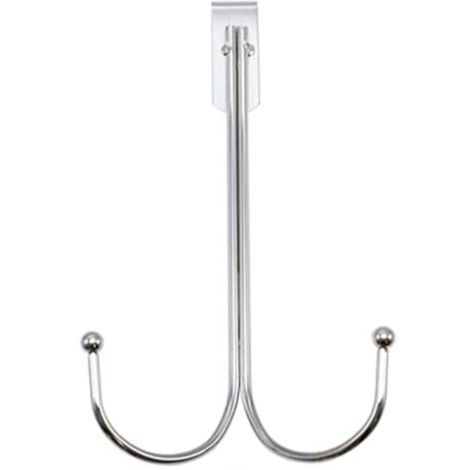 Gancho para puerta simple, no requiere ensamblaje, para puertas interiores, gancho para abrigos sin costuras, gancho para baño y cocina, gancho doble de hierro para puerta, plateado, paquete de 2