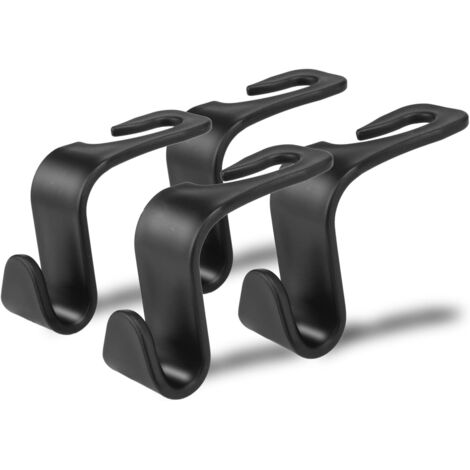 Gancho para reposacabezas de coche, organizador de almacenamiento con gancho para asiento de coche, accesorios internos para carteras, abrigos, paraguas, bolsas de la compra y bolsos (paquete de 4)