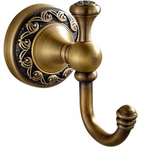 Gancho para toallas de latón antiguo, gancho para bata, gancho de pared vintage para una sola puerta