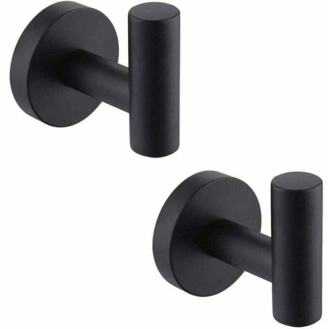Gancho para toallas de pared, ganchos para baño, perchero de acero inoxidable negro mate SUS304, toallero, almacenamiento, 2 piezas
