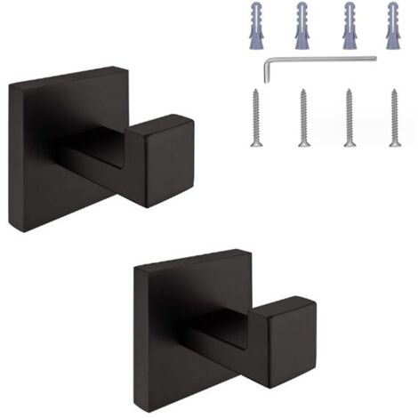 Gancho para toallas Ganchos para batas para el hogar Gancho de pared multiusos con acabado en negro mate de acero inoxidable SUS 304