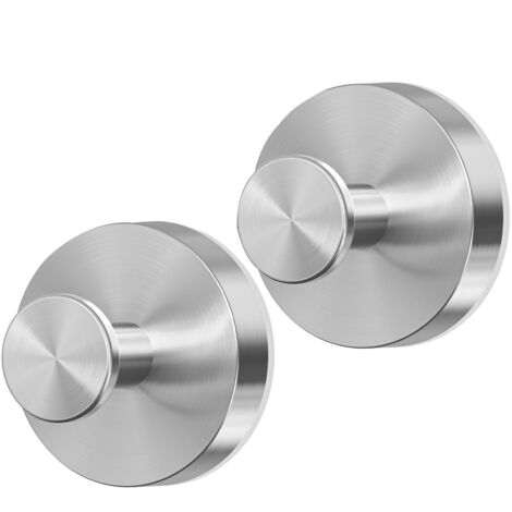 Gancho plateado con ventosa para azulejos de baño o cocina (juego de 2) - Gancho cromado extraíble para colgar ropa, toallas o esponjas de baño.