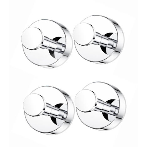 Gancho plateado con ventosa para azulejos de baño o cocina (juego de 4) - Gancho cromado extraíble para colgar ropa, toallas o esponjas de baño.