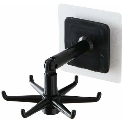 Gancho Plegable Giratorio De 360 ° MINKUROW, Con 6 Ganchos Autoadhesivos Sin Perforaciones, Utilizado En La Cocina Y El Baño, Ahorro De Espacio, Negro