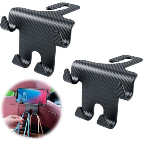 Gancho universal para reposacabezas de coche, con soporte para teléfono o bolso, accesorio universal para coche (negro)