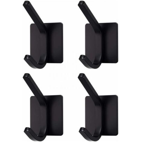 Ganchos adhesivos de acero inoxidable resistentes de color negro de 4 piezas   para colgar en la pared