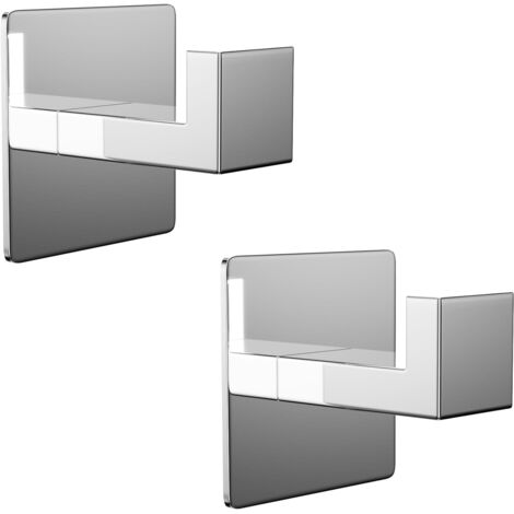 ganchos adhesivos de pared de acero inoxidable 304 para toallas de cocina, autoadhesivos, sin perforaciones, cuadrados, para baño (pulido de espejo).