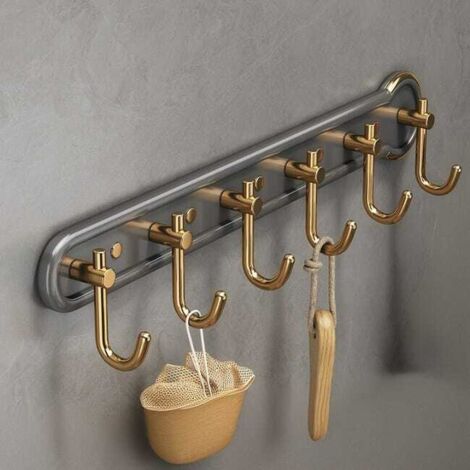 Ganchos adhesivos de pared resistentes – Perchero de pared sin necesidad de taladrar, ganchos para baño, 42 x 8,8 cm, gris