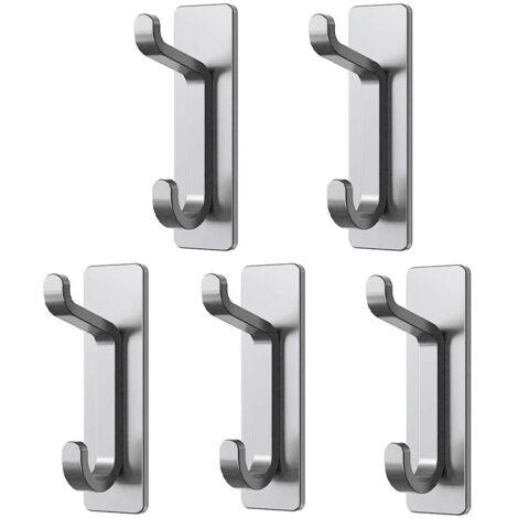 Ganchos adhesivos de pared, toallero de baño, toallero de cocina, no requieren perforación, acabado cepillado, 5 piezas