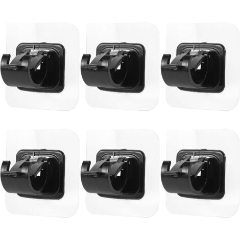 Ganchos adhesivos para barras de cortina, no requieren perforación, 6 piezas, material ABS y acero, fácil instalación, soporte resistente para barras de 2,2 cm de diámetro, para dormitorio y sala de e