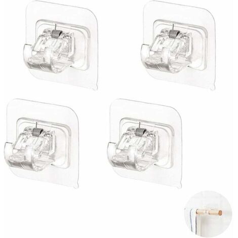 Ganchos adhesivos para cortinas sin perforaciones, soportes para barras de cortina, soportes autoadhesivos para colgar cortinas o toalleros (paquete de 4)