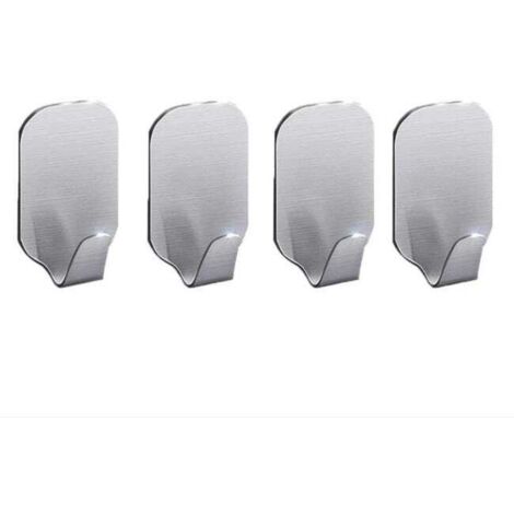 Ganchos adhesivos, toallero de acero inoxidable para montaje en pared, ideal para cocina y baño, 4 piezas.