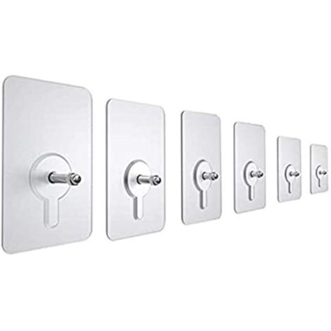 Ganchos adhesivos transparentes que no dejan residuos, ganchos adhesivos de acero inoxidable, ganchos autoadhesivos ultrarresistentes para baños y cocinas - Paquete de 20, 16 mm