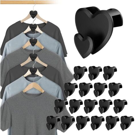 Ganchos ahorradores de espacio con forma de corazón - Extensiones para perchas de armario (24 piezas, con forma de corazón)