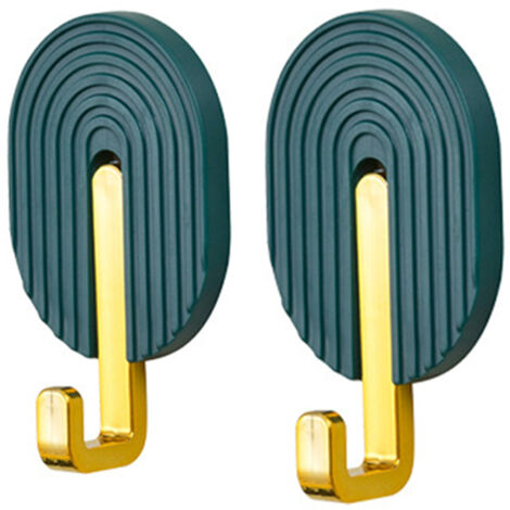 Ganchos autoadhesivos para baño y cocina – 2 adhesivos de pared, fuerte adhesión, alta capacidad de carga, no requiere perforación, ABS verde oscuro, 8,6 x 5,2 cm