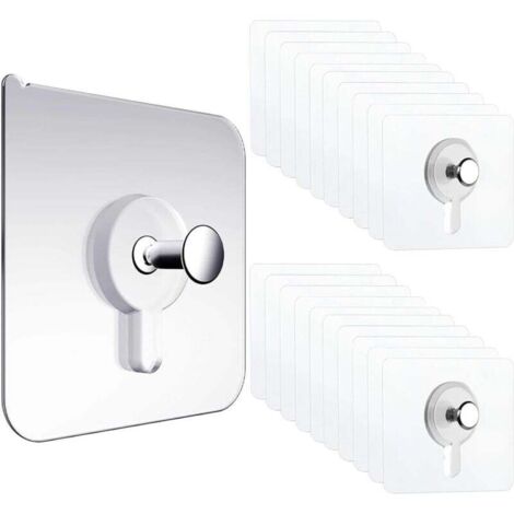 Ganchos autoadhesivos para cuadros KZQ 20 piezas – Ganchos adhesivos para colgar cuadros sin taladrar – Ganchos transparentes para fotos, carteles y cuadros decorativos