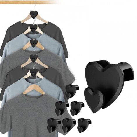 Ganchos con forma de corazón que ahorran espacio - Extensiones para perchas de armario (12 unidades, con forma de corazón)