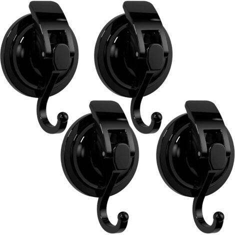 Ganchos con ventosa de 4 piezas, no requieren perforación, aptos para cocina, baño, oficina y dormitorio, color negro.