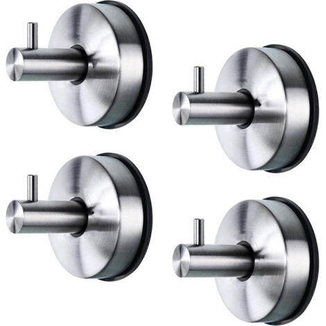 Ganchos con ventosa para baño y cocina, toallero, gancho de ducha de acero inoxidable resistente con ventosa, ganchos de pared para batas, esponjas y abrigos, sin taladros, 4 unidades, dorado