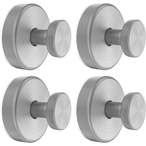 Ganchos con ventosa para ventanas de cristal, espejos y guirnaldas - Ganchos para toallas y albornoces sin necesidad de taladrar para cuartos de ducha - color plata (juego de 4)