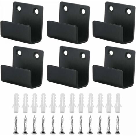 Ganchos de acero inoxidable de alta resistencia, ganchos de pared para azulejos, soporte de accesorios de metal, soporte de esquina en forma de U para baño, cocina, garaje (negro), 35 x 40 x 15 mm, Ve