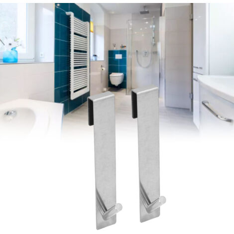 Ganchos de acero inoxidable para puertas de ducha  Juego de 2 ganchos para puertas de baño sin marco  18 x 3 cm