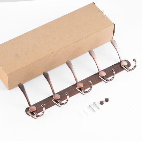 Ganchos de acero inoxidable, percheros, ganchos de pared, ganchos para puerta trasera, ganchos de pared (ganchos antiguos – 5 rojos) 41 cm