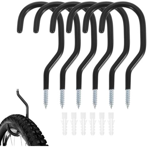 Ganchos de almacenamiento de pared de alta resistencia, juego de 6 ganchos para bicicletas para garaje, ganchos de techo de alta resistencia con 6 tubos de expansión para garaje (negro)