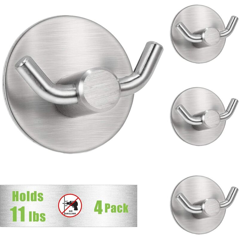 

Ganchos de baño, ganchos autoadhesivos de acero inoxidable, impermeables, organizador de ducha para toallas, albornoces, plateado.