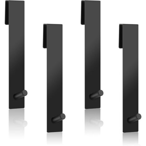 Ganchos de ducha, 4 piezas de acero inoxidable, sin perforaciones, toallero para puerta de baño sin marco (negro)