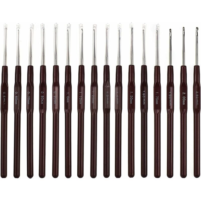 

Ganchos de ganchillo (16 piezas) - Tamaño de 13,2 cm x 0,5 mm - Juego de ganchos ergonómicos de 2,5 mm - Agujas de ganchillo para encaje, tapetes de