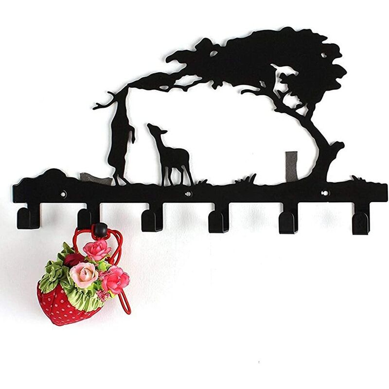 

Ganchos de hierro para abrigos - gancho de pared resistente con 6 ganchos de metal - soporte de montaje en pared / gancho de puerta para bolsos de