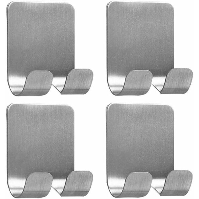 

Ganchos de pared adhesivos de acero inoxidable de 4 piezas, para colgar llaves, vestido, abrigo, toalla, ganchos de palo en el gabinete / puertas /