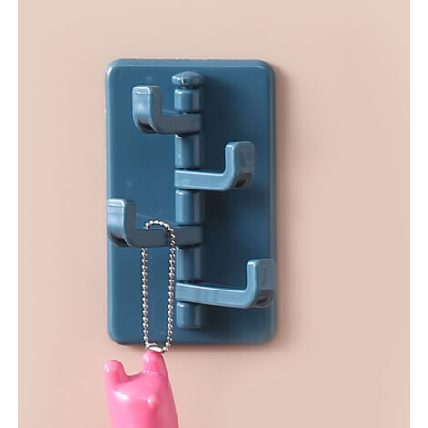 Ganchos de pared autoadhesivos, 15 ganchos azules giratorios con ventosa, ganchos adhesivos ultrarresistentes sin costuras, ganchos de pared impermeables y resistentes al aceite.