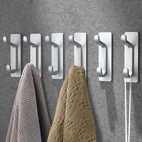 Ganchos de pared autoadhesivos, no requiere perforación, impermeables, inoxidables, plateados, paquete de 6