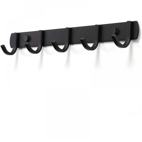 Ganchos de pared de acero inoxidable de diseño, resistentes, para baño, dormitorio y oficina, color negro (5 ganchos)