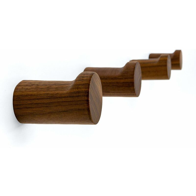 

Ganchos de pared de madera natural - Juego de 4 - Perchero de madera moderno montado en la pared - Clips de madera minimalistas hechos a mano para
