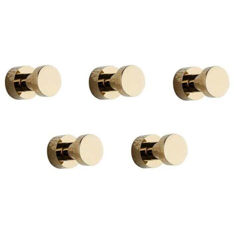 Ganchos de pared KZQ, toalleros para baño, cocina, puertas, armarios y clósets, 5 unidades, latón (dorado)