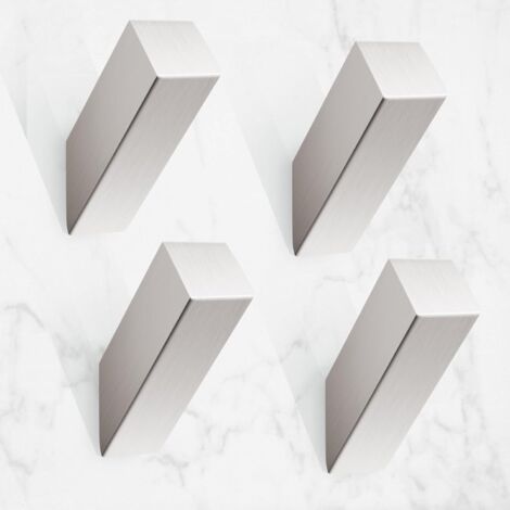 Ganchos de pared modernos y robustos, de acero inoxidable niquelado cepillado, juego de 4 piezas, ganchos plateados para albornoces, adecuados para baño, salón, estilo hotel, montaje en pared.