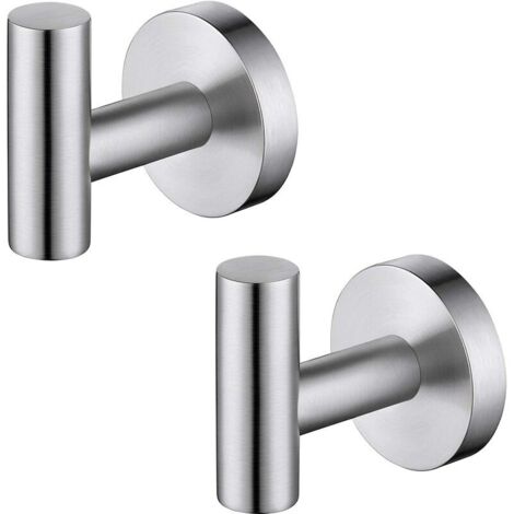 Ganchos de pared para toallas de baño, perchero de acero inoxidable 304 negro mate, soporte para toallas, estante de almacenamiento, 2 piezas (plateado)