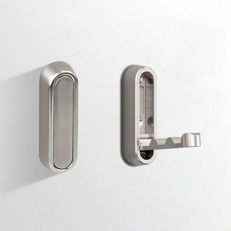 Ganchos de pared plegables para baño, abrigos, batas y bolsos. Solución de almacenamiento para baño, armario, entrada, piscina y cocina (2 unidades, níquel cepillado).