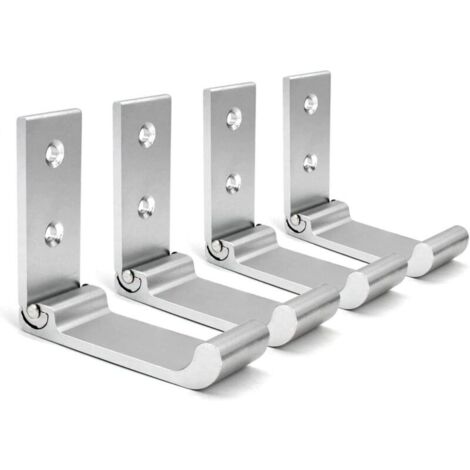 Ganchos de pared plegables (plateados), 4 unidades, soporte para auriculares, ganchos invisibles para abrigos, gancho de pared de aluminio, con tornillos, gancho para abrigos.