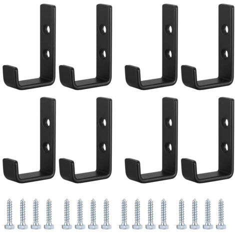 ganchos de pared resistentes, ganchos en forma de J para garaje, ganchos de rosca universales negros, perchero, ganchos resistentes para colgar, garaje, montaje en pared para artículos voluminosos