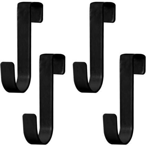 Ganchos de ropa para puertas, set de 4 unidades, de acero inoxidable, color negro, ganchos robustos para bordes de puertas, cajones, armarios, armarios para ropa, baño, cocina y dormitorio, negro