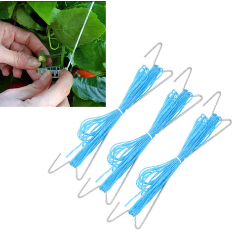 Ganchos de soporte para tomates (10 unidades) con 10 m de alambre - soporte para plantas fabricado en hierro y PP para el cultivo vertical de plantas (cucurbitáceas, melones, guisantes).